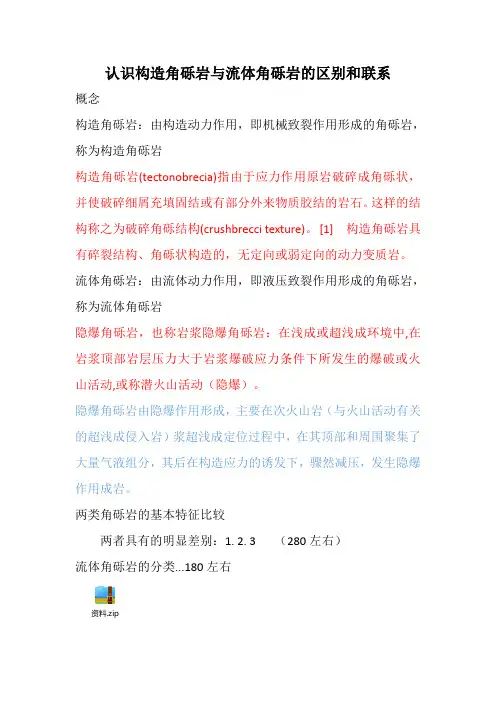 认识构造角砾岩与流体角砾岩的区别和联系
