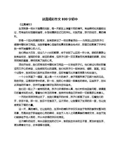 这真精彩作文800字初中