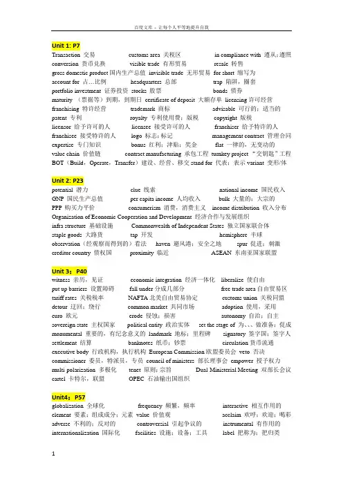 自考05844国际商务英语词汇部分