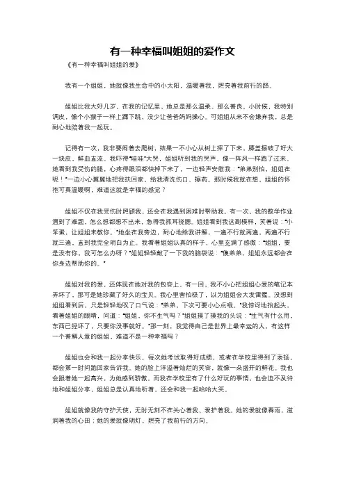 有一种幸福叫姐姐的爱作文
