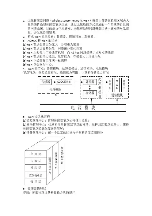 无线传感器网络知识点