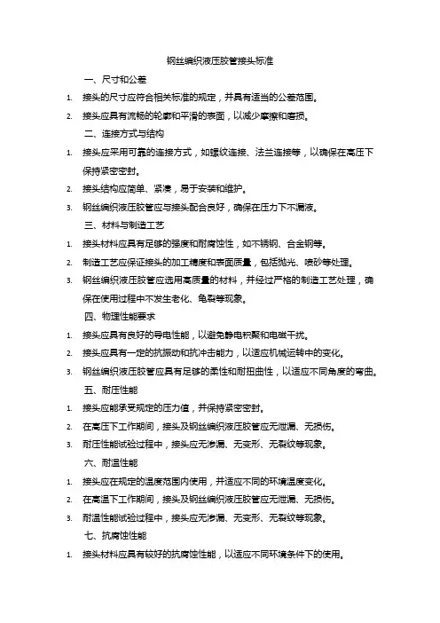 钢丝编织液压胶管接头标准