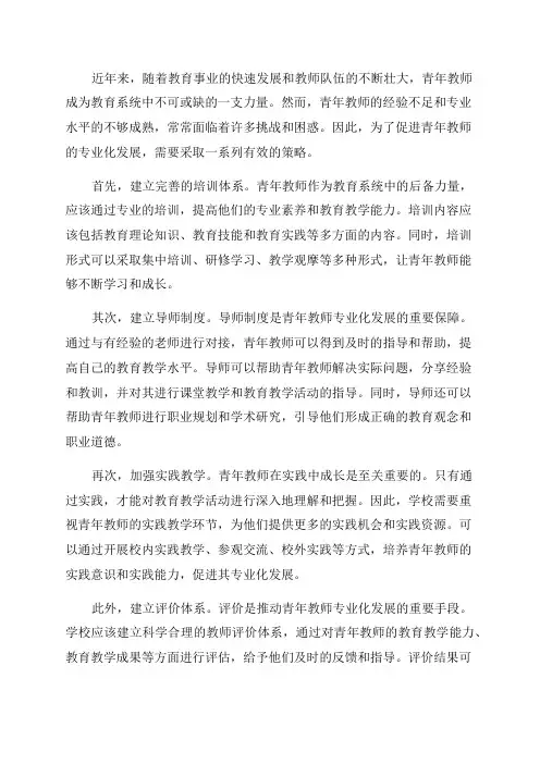 促进青年教师专业化发展的有效策略