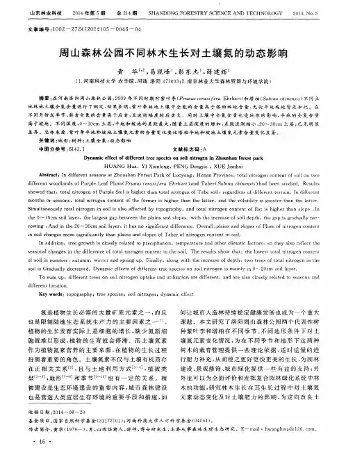 周山森林公园不同林木生长对土壤氮的动态影响