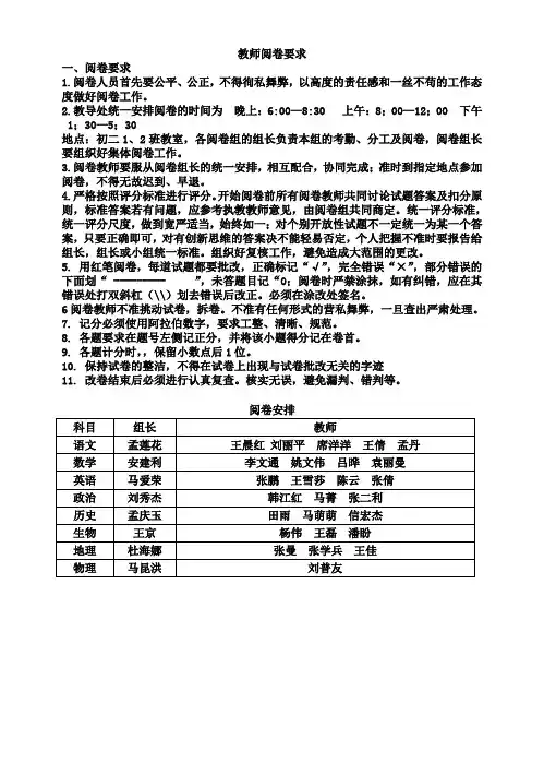教师阅卷要求