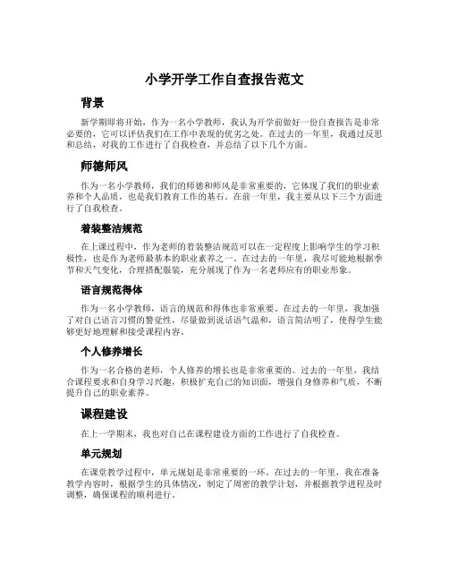 小学开学工作自查报告范文
