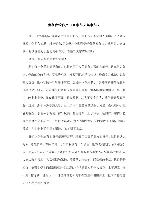 责任议论作文800字作文高中作文