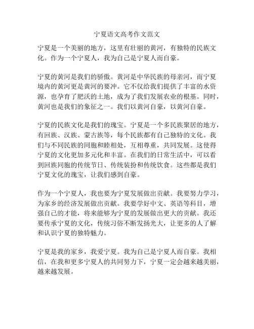 宁夏语文高考作文范文
