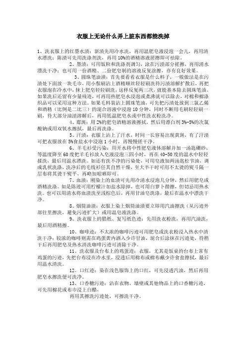 衣服上无论什么弄上脏东西都能洗掉