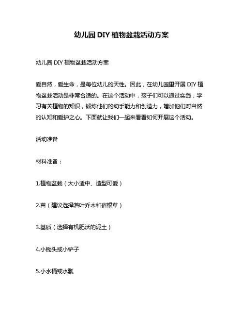 幼儿园DIY植物盆栽活动方案