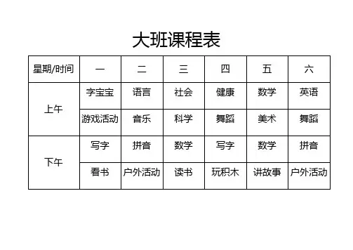 幼儿园课程表