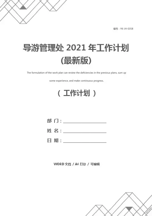 导游管理处2021年工作计划(最新版)