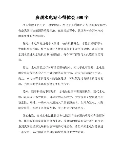 参观水电站心得体会500字