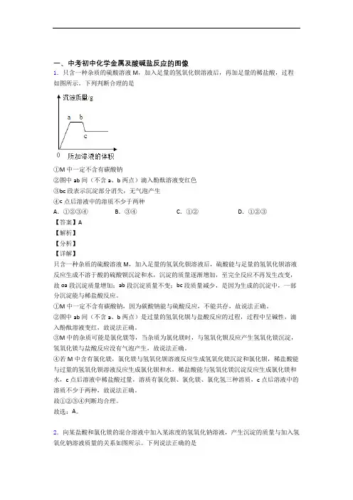 中考化学综合题专题复习【金属及酸碱盐反应的图像】专题解析及详细答案