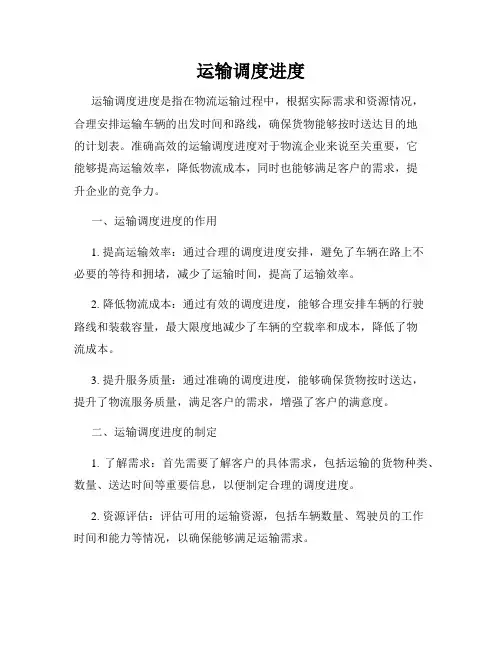 运输调度进度