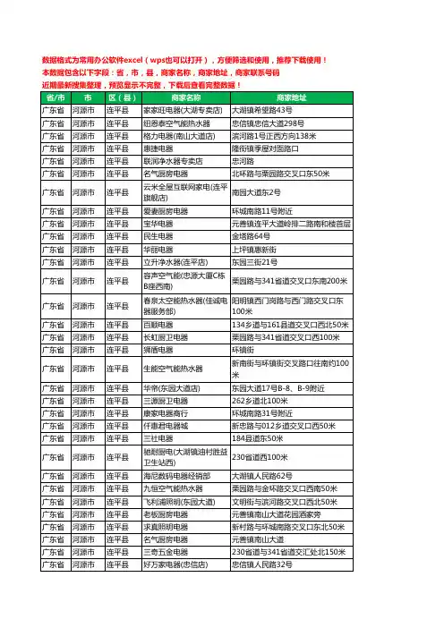 2020新版广东省河源市连平县家用电器工商企业公司商家名录名单黄页联系电话号码地址大全141家