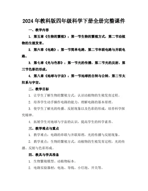 2024年教科版四年级科学下册全册完整课件