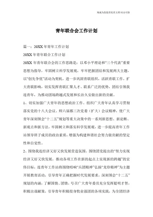 青年联合会工作计划