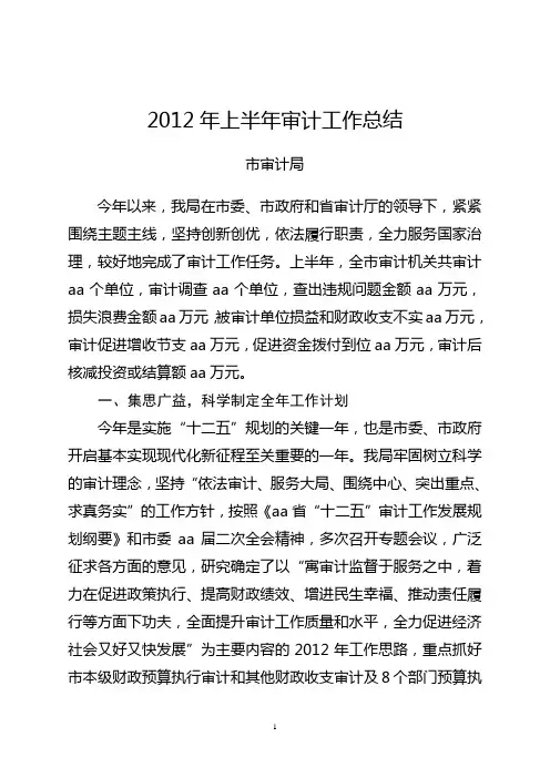 2012年审计工作总结