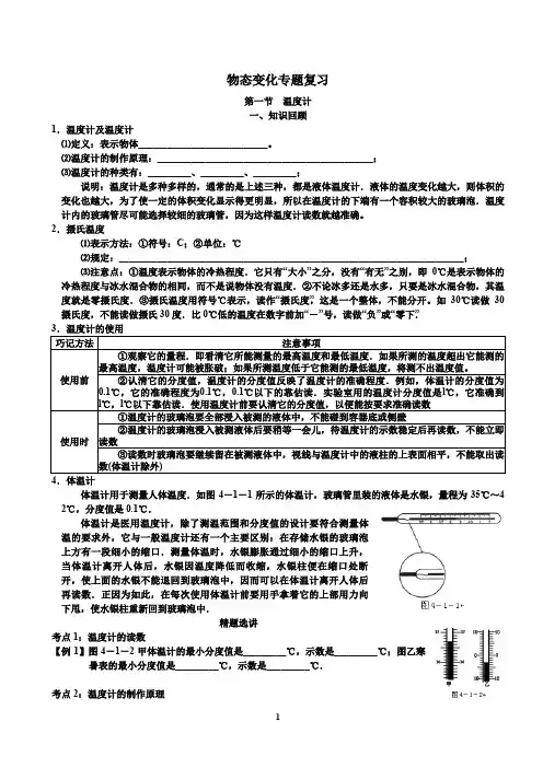物态变化专题复习