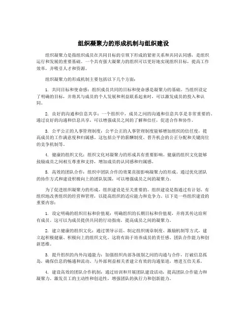 组织凝聚力的形成机制与组织建设