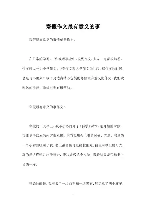 寒假作文最有意义的事