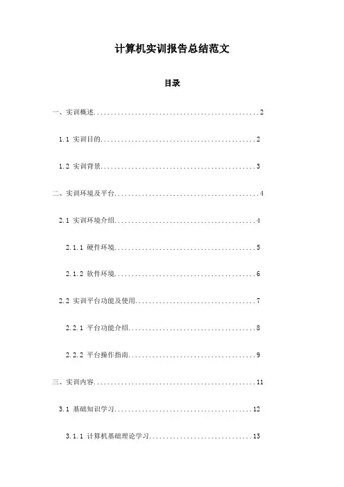 计算机实训报告总结范文