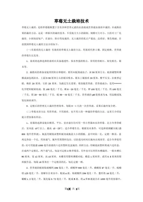 草莓无土栽培技术