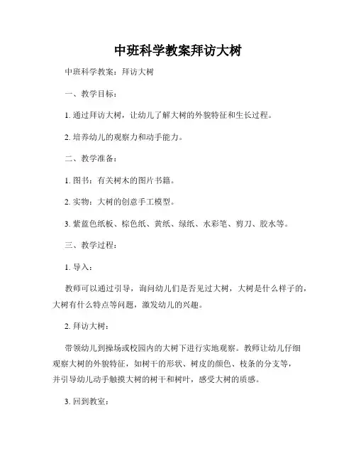 中班科学教案拜访大树