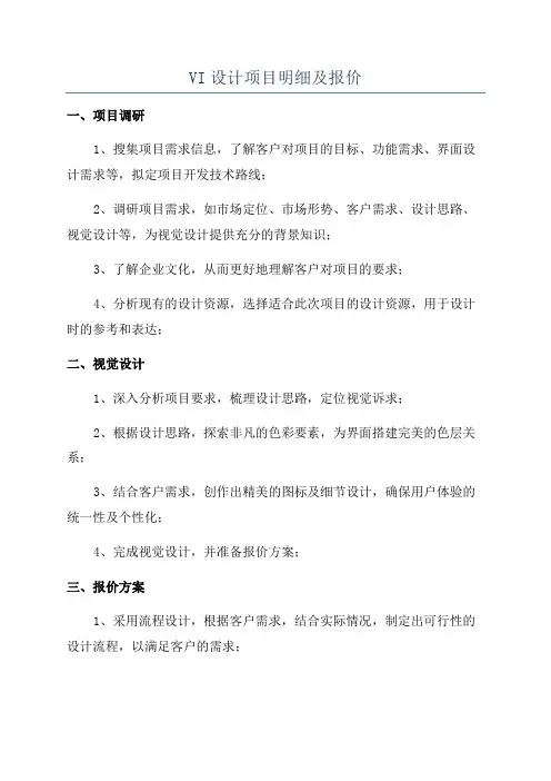 VI设计项目明细及报价