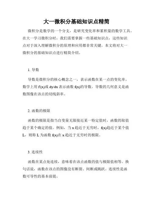 大一微积分基础知识点精简