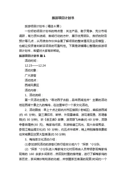 旅游项目计划书