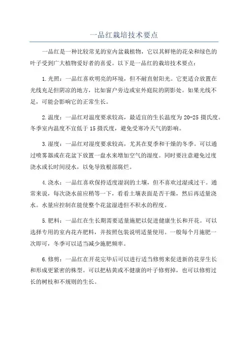 一品红栽培技术要点