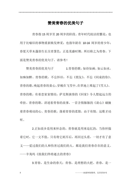赞美青春的优美句子