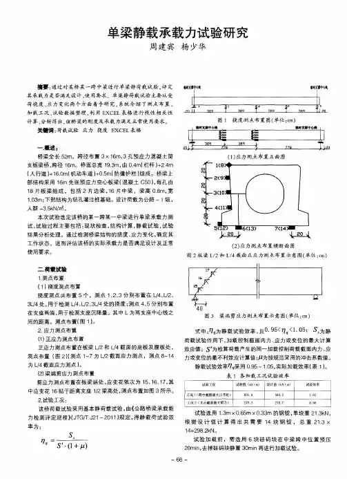 单梁静载承载力试验研究