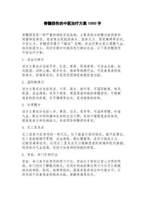 脊髓损伤的中医治疗方案