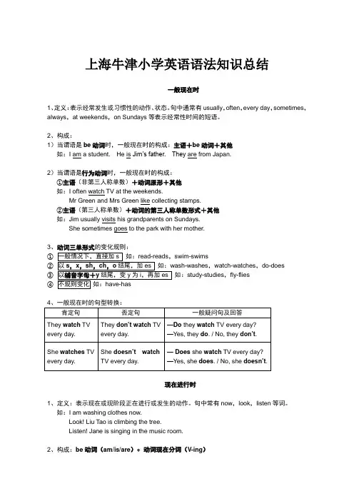 上海牛津小学英语语法知识总结