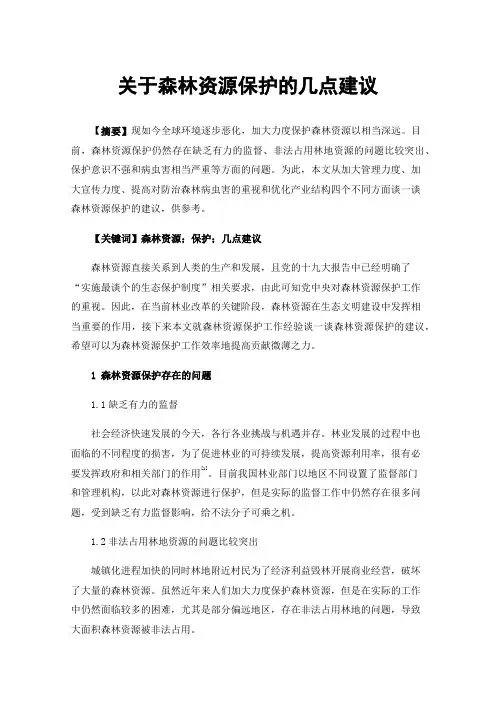 关于森林资源保护的几点建议