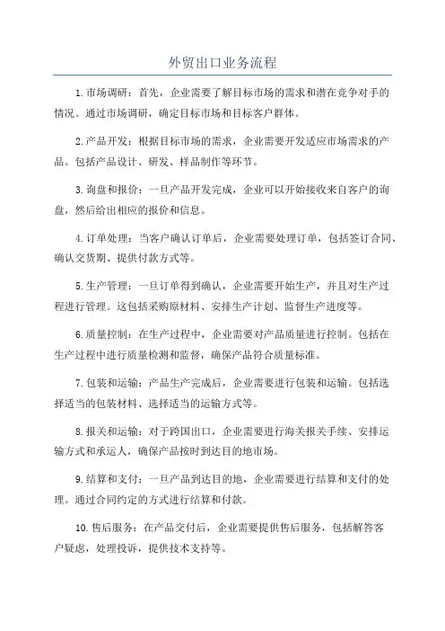 外贸出口业务流程