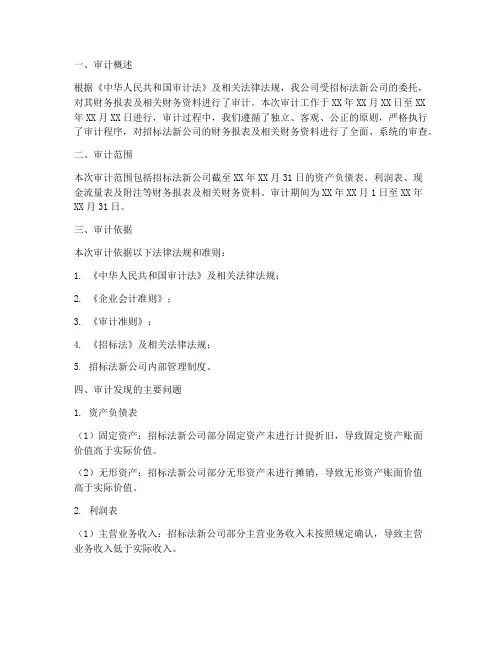 招标法新公司审计报告