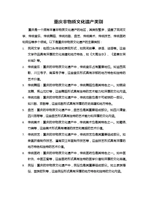 重庆非物质文化遗产类别
