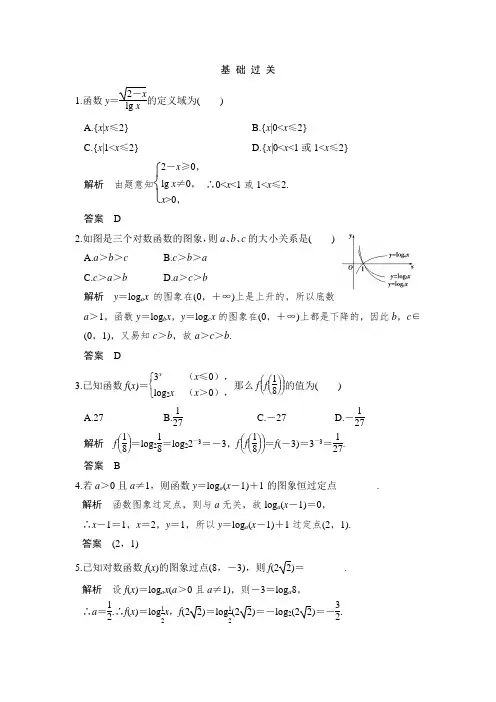 学业水平考试2016-2017学年高一数学人教版必修1(浙江专用)课时作业：2.2.2.1 对数函数的图象及性质