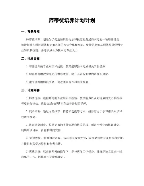 师带徒培养计划计划