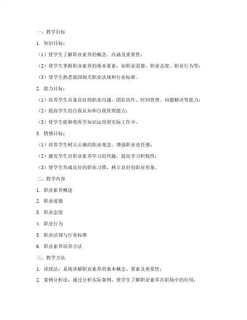 职业素养教学设计方案