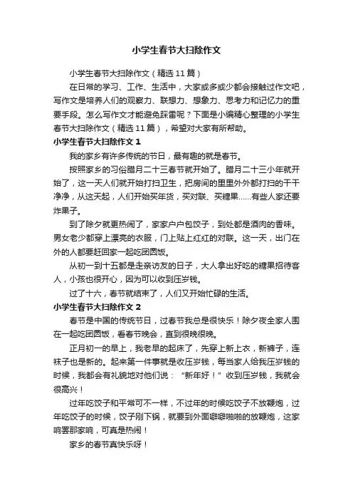 小学生春节大扫除作文（精选11篇）