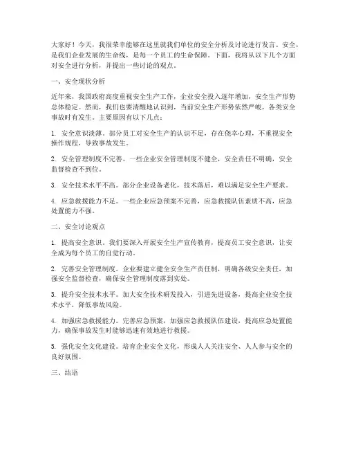 安全分析及讨论发言稿范文