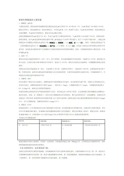 影响生物脱氮的主要因素