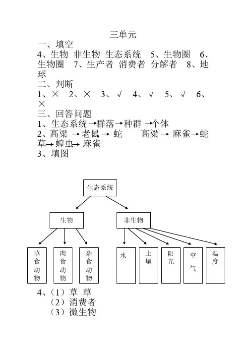 冀教版六年级科学3单元试卷答案