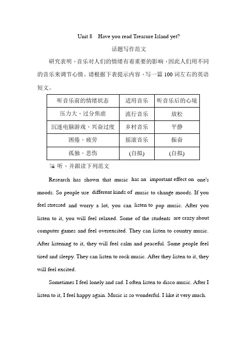 人教版八年级下册英语Unit8SectionB话题写作范文