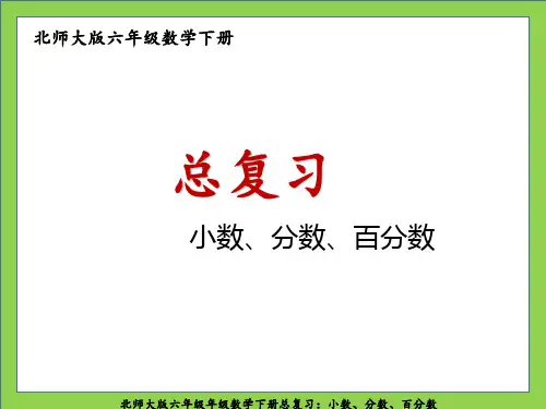 北师大版六年级数学下册总复习：小数、分数、百分数